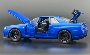 Nissan Skyline R34 GT-R 1:24 diecast scale model car collectible | Assorted Colors