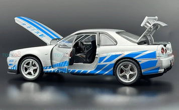 Nissan Skyline R34 GT-R 1:24 diecast scale model car collectible | Assorted Colors